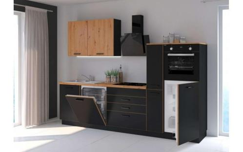 gloednieuw keukenblok zwart met bruin, Huis en Inrichting, Keuken | Complete keukens, Nieuw, Enkelwandige keuken, Zwart, Overige materialen