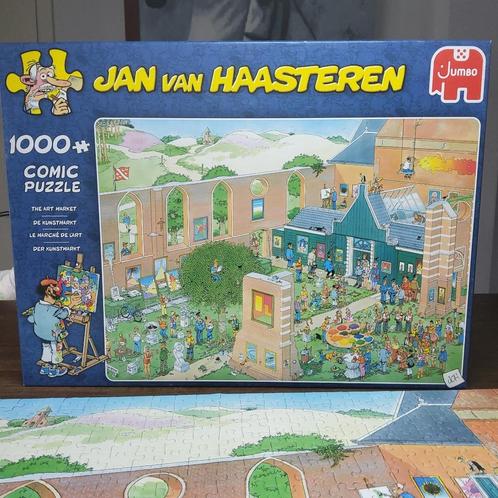 Jan van Haasteren, De Kunstmarkt, 1000 stukjes, Hobby en Vrije tijd, Denksport en Puzzels, Zo goed als nieuw, Legpuzzel, 500 t/m 1500 stukjes