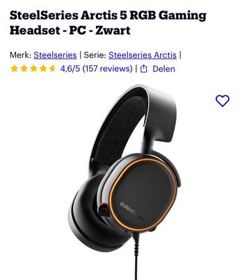Te koop SteelSeries Arctis 5 RGB Gaming Headset - PC - Zwart