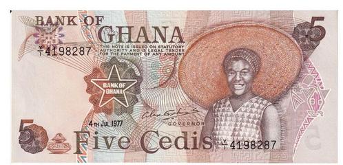 Ghana, 5 Cedis, 1977, UNC, Postzegels en Munten, Bankbiljetten | Afrika, Los biljet, Overige landen, Ophalen of Verzenden