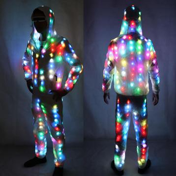 Lichtgevend led pak lampjes kleding jas broek licht feest