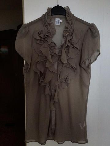 Saint Tropez blouse met ruches, xl, bruin taupe kleur