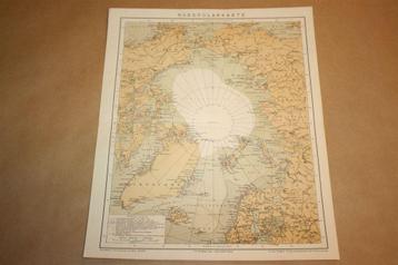 Antieke kaart - Noordpool - Circa 1885 !!