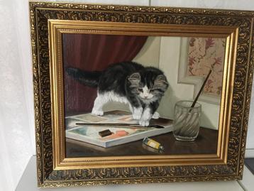 Poezenschilderij Olieverf naar Henriette Ronner Knip