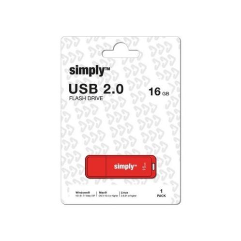 Simply USB-Stick 2.0 met kapje 16 GB Rood, Computers en Software, USB Sticks, Nieuw, 16 GB, Verzenden