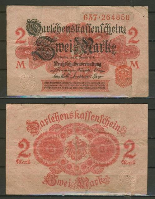 Berlin Berlijn 2 Mark 1914 Darlehenskassenschein Biljet c-49, Postzegels en Munten, Bankbiljetten | Europa | Niet-Eurobiljetten
