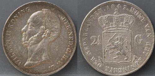Mooie rijksdaalder 1847 - 2 1/2 gulden 1847 - Willem 2, Postzegels en Munten, Munten | Nederland, Losse munt, 2½ gulden, Koning Willem II
