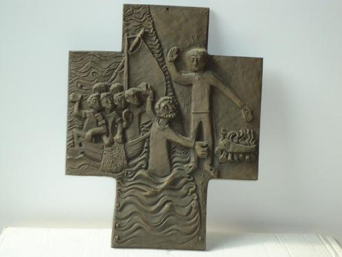 bronzen kruis crucifix WEINERT visvangst meer Galilea Jezus, Antiek en Kunst, Antiek | Religie, Ophalen of Verzenden