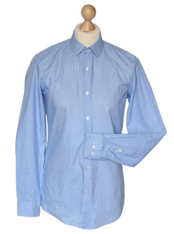 NIEUW HUGO BOSS geruit overhemd, slimfit, l.blue/wit, Mt. 38