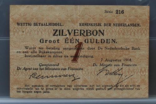 Zilverbon van 1 gulden 1914 - NVMH 01-1C, Postzegels en Munten, Bankbiljetten | Nederland, Los biljet, 1 gulden, Verzenden