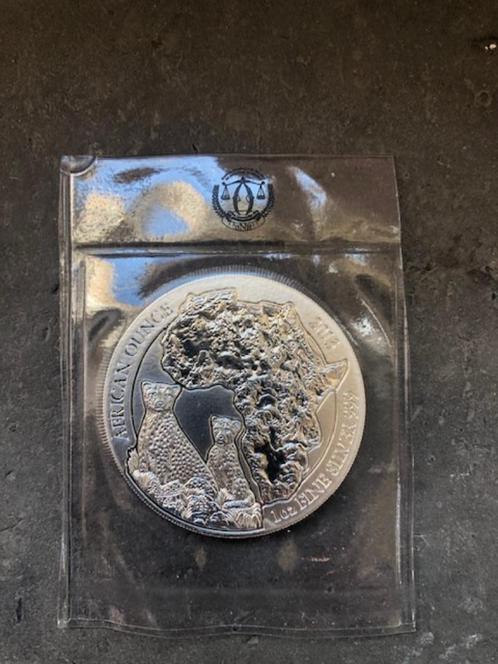2013 Ruanda Rwanda - Cheetah - 1 oz silver, Postzegels en Munten, Munten | Afrika, Losse munt, Overige landen, Zilver, Ophalen of Verzenden