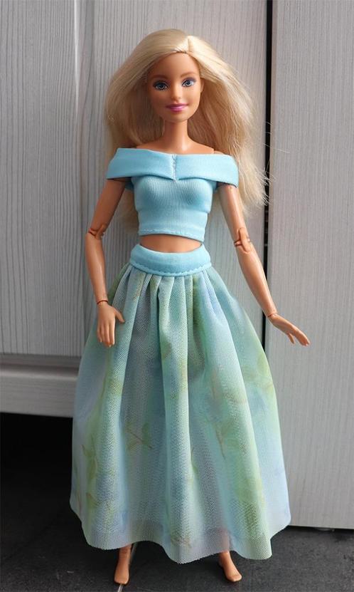 Barbie kleding nieuw - Outfit - Lange rok en top blauw groen, Kinderen en Baby's, Speelgoed | Poppen, Nieuw, Barbie, Ophalen of Verzenden