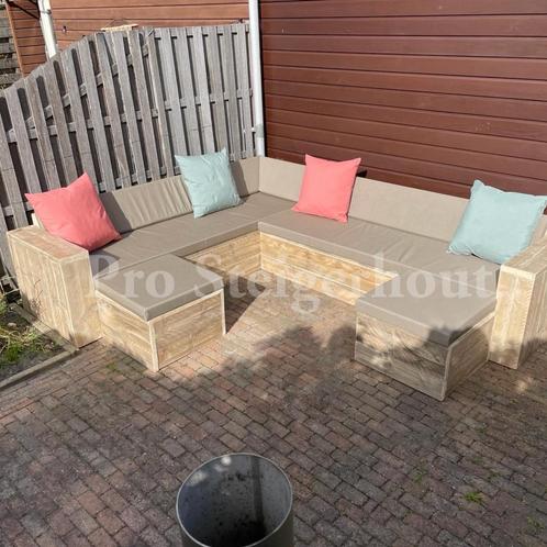 Steigerhout Loungeset Loungebank Hoekbank Tuinbank Bank, Tuin en Terras, Tuinsets en Loungesets, Nieuw, Tuinset, Steigerhout, Bank