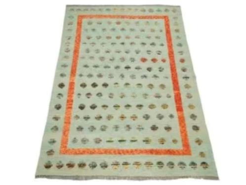 Handgeknoopt Afghaans Kelim tapijt Yasmoon border 175x242cm, Huis en Inrichting, Stoffering | Tapijten en Kleden, Nieuw, 150 tot 200 cm