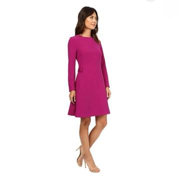 Ted Baker jurk in fuchsia roze /paars gouden rits 2/ S 44348