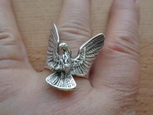 zilveren stoere heren ring adelaar [1126], Sieraden, Tassen en Uiterlijk, Ringen, Zo goed als nieuw, Heer, 20 of groter, Zilver