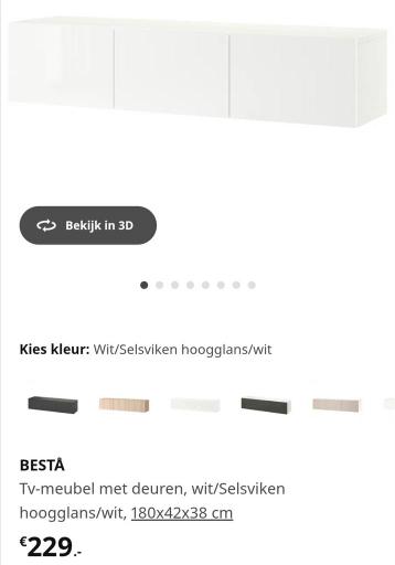 IKEA BESTA 180cm TV Meubel Hoogglans Wit - afbeelding 3 IKEA BESTA 180cm TV Meubel Hoogglans Wit - afbeelding 3