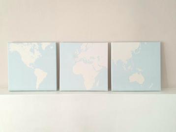 IKEA drieluik wereldkaart op canvas