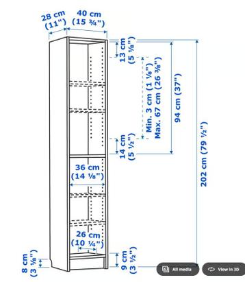IKEA BILLY Bookcase, oak effect, 40x28x202 cm - afbeelding 3 IKEA BILLY Bookcase, oak effect, 40x28x202 cm - afbeelding 3