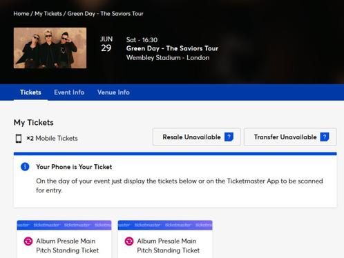 Green Day the Saviors Tour (main pitch, staplaatsen), Tickets en Kaartjes, Concerten | Rock en Metal, Twee personen, Juni, Hard Rock of Metal