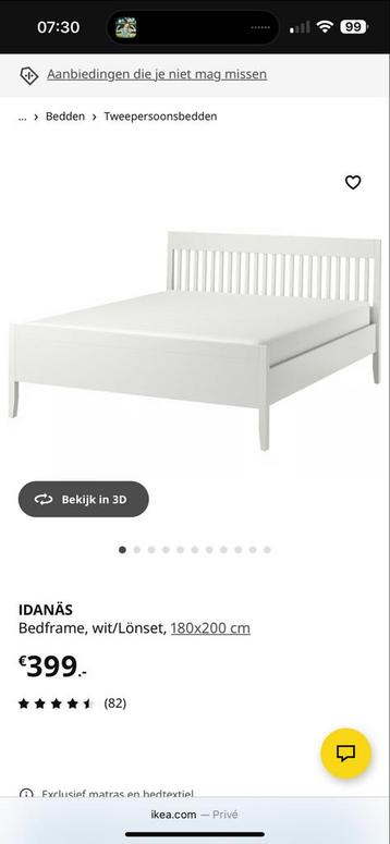 Wit tweepersoonsbed bedframe IDANÄS (Ikea) nieuw 400€ - afbeelding 2 Wit tweepersoonsbed bedframe IDANÄS (Ikea) nieuw 400€ - afbeelding 2