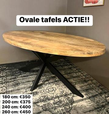 Ovale en ronde tafels ACTIE!! Mango hout VANAF €275!!