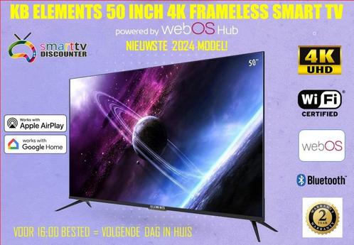 KB ELEMENTS 50 INCH FRAMELESS 4K SMART TV, Audio, Tv en Foto, Televisies, Nieuw, LED, 100 cm of meer, 4k (UHD), Overige merken