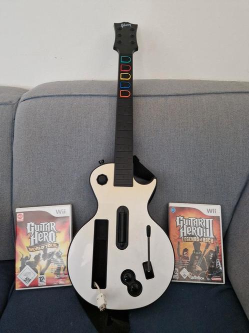 Guitar Hero Wii: 2 Games + Gibson Les Paul Gitaar, Spelcomputers en Games, Games | Nintendo Wii, Gebruikt, Muziek, 2 spelers, Vanaf 3 jaar