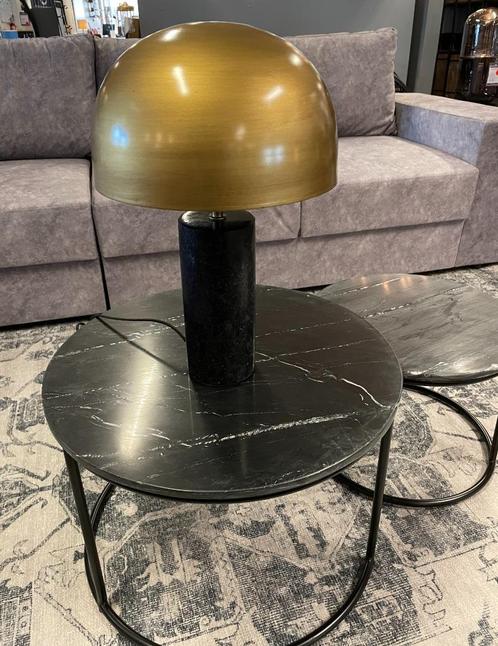 Tafellamp Mephis - Black/Brass/marmer Direct/leverbaarE-1242, Huis en Inrichting, Lampen | Tafellampen, Nieuw, Minder dan 50 cm