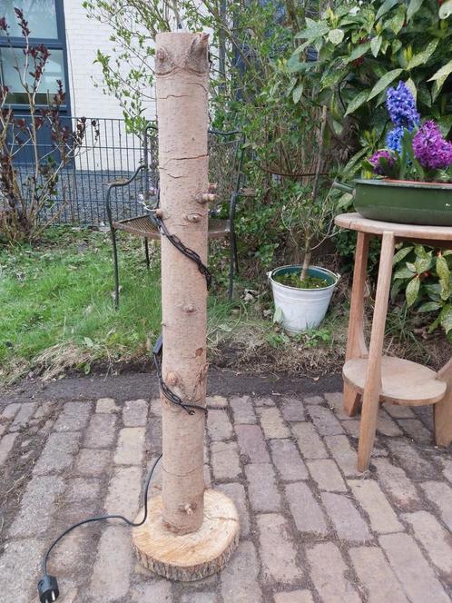 Handgemaakte lampenvoet van boomstronk, Huis en Inrichting, Lampen | Vloerlampen, Zo goed als nieuw, Hout, Ophalen