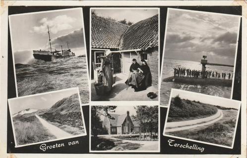 TERSCHELLING Reddingsboot Longway Klederdracht Groeten, Verzamelen, Ansichtkaarten | Nederland, Gelopen, Waddeneilanden, 1940 tot 1960