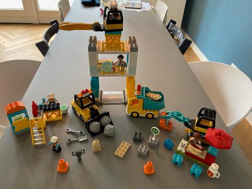 Duplo torenkraan en bouwterrein (10933), Kinderen en Baby's, Speelgoed | Duplo en Lego, Zo goed als nieuw, Duplo, Ophalen of Verzenden
