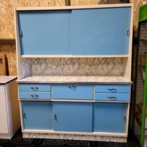 Zeer mooie blauwe keukenkast Vintage retro, Huis en Inrichting, Keuken | Keukenelementen, Gebruikt, Minder dan 100 cm, 25 tot 50 cm