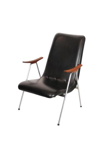 Vintage jaren 60 fauteuil zwart skai