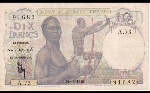 Frans West-Afrika, 10 Francs, 1949, Postzegels en Munten, Bankbiljetten | Afrika, Los biljet, Overige landen, Verzenden