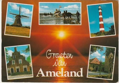 AMELAND Molen Gevel Reddingsboot Vuurtoren Groeten, Verzamelen, Ansichtkaarten | Nederland, Waddeneilanden, 1980 tot heden, Verzenden