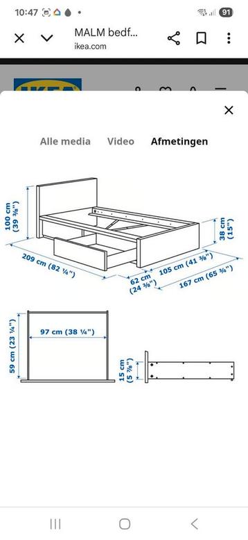 Ikea Malm met lades zonder lattenbodem - afbeelding 2 Ikea Malm met lades zonder lattenbodem - afbeelding 2
