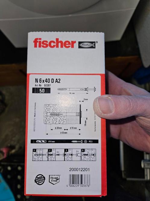 Fischer N 6x40/10 S D Nagelplug Met Neopreen Afdichtring RVS, Doe-het-zelf en Verbouw, IJzerwaren en Bevestigingsmiddelen, Rvs