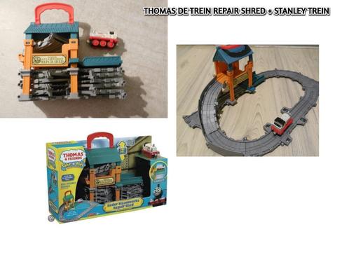 THOMAS DE TREIN REPAIR SHRED +STANLEY TREINTJE, Kinderen en Baby's, Speelgoed | Thomas de Trein, Zo goed als nieuw, Ophalen of Verzenden