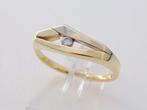 Prachtige 14 karaat Gouden Bicolor Ring Witte Saffier M17.75