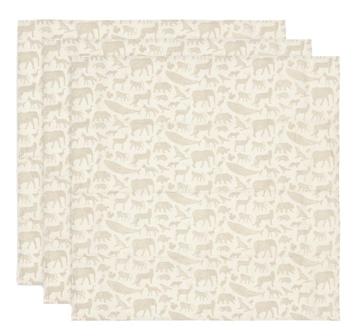 Hydrofiele Doek Dieren Nougat 70x70 (set van 3) Jollein