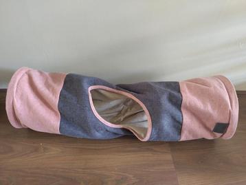 Katten tunnel / ritseltunnel roze en grijs