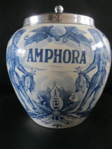 Delft Amphora tabakspot met hand geschilderd