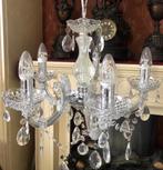 2 Kristallen kroonluchters / hanglamp 5 arms lampen zilver