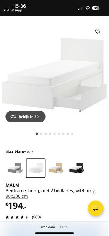IKEA Malm Bed + Nachtkastje & Vesteroy Matras - afbeelding 4 IKEA Malm Bed + Nachtkastje & Vesteroy Matras - afbeelding 4