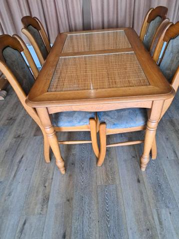 Eiken Eetkamerset met glazen plaat - Direct op te halen!