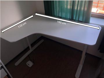 Wit hoek-bureau verstelbare hoogte - afbeelding 1 Wit hoek-bureau verstelbare hoogte - afbeelding 1