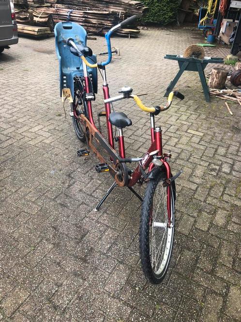 Ouderkind tandem, Fietsen en Brommers, Fietsen | Crossfietsen en BMX, Gebruikt, Staal, Voetsteunen, Ophalen