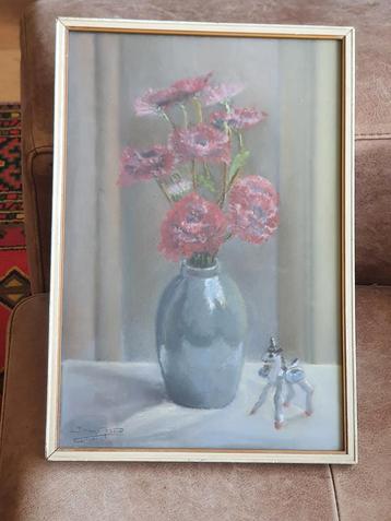 aquarel 1951 vaas bloemen speeltje Johanna Regouw  1905-1992