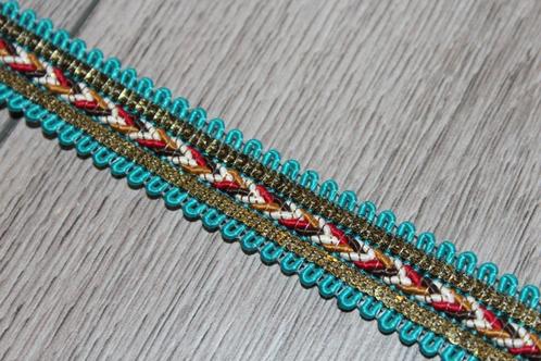 Sierband - 20mm - turquoise/goud/wit/rood #1732, Hobby en Vrije tijd, Naaien en Fournituren, Nieuw, Lint, Band of Elastiek, Ophalen of Verzenden